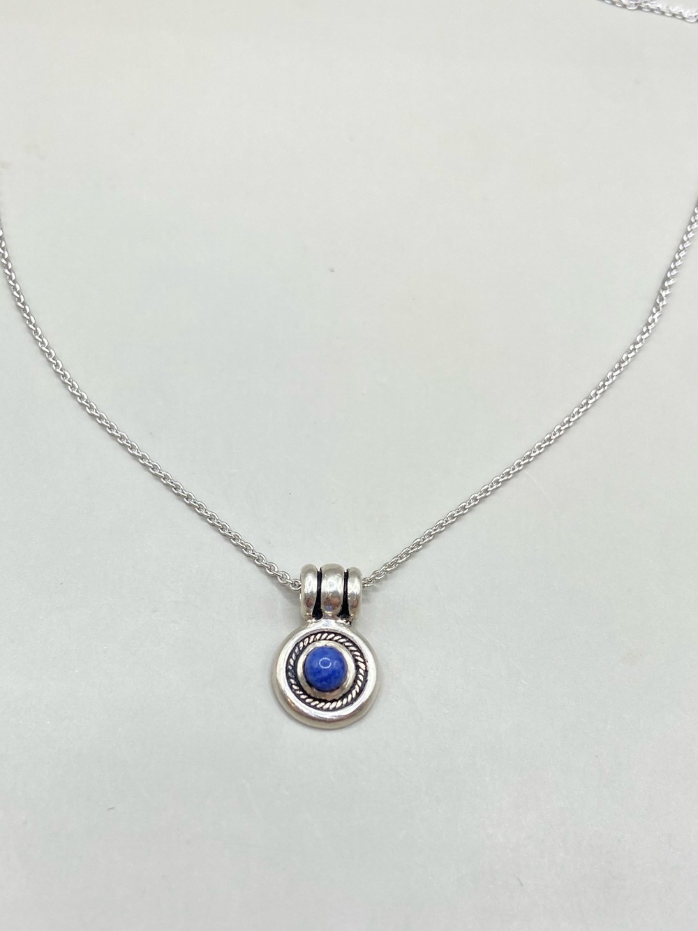 Joyas Vivac 950 Silver Blue Stone Mini Pendant Necklace - Picture 2 of 6